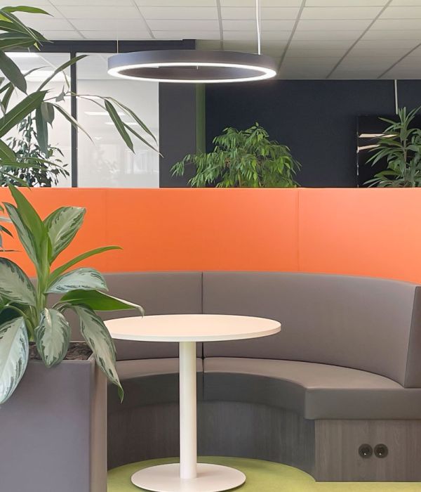 Interieurarchitect voor de kantoorinrichting van EAGE - moderne inrichting groen kantoorpand