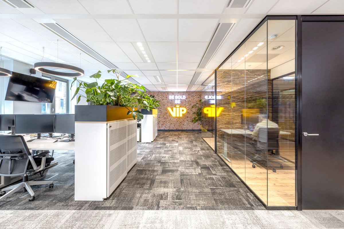 Interieur ontwerp werkomgeving van het kantoor van VIP in Utrecht.